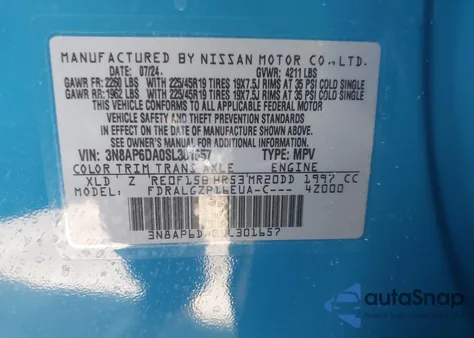 2025 Nissan Kicks Sr Fwd from USA, damaged, VIN 3N8AP6DA0SL301657